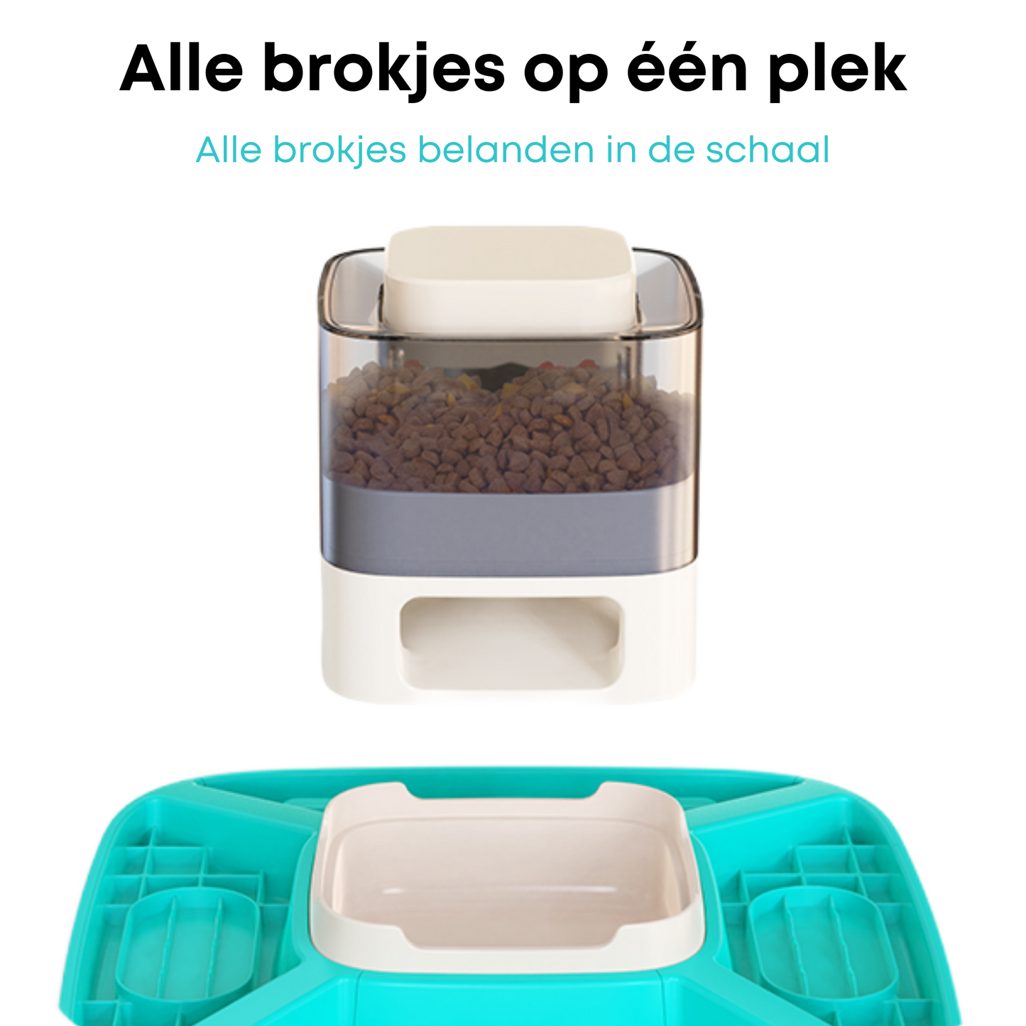 Honden Voerbak Met Eetschaal Middel Grote & Grote Honden Wit (2 In 1)